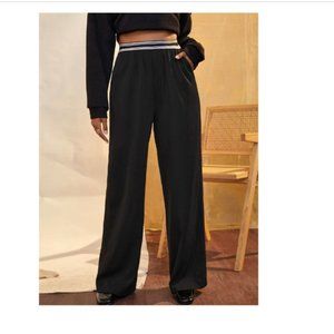 Contrast Striped Tape Slant Pocket Pants